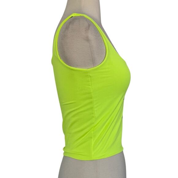 BITE IT! Neon Fluorescent Yellow Tank Crop Top Grunge Punk Retro Festival Size S - Picture 4 of 7